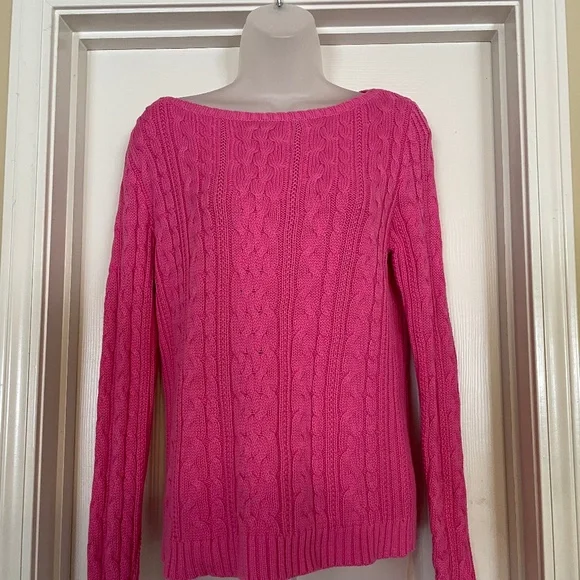 Ralph Lauren Pink Cable Knit Sweater, Size L - Picture 1 of 3